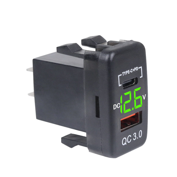 Suitable for Toyota Car Lossless Installation USB Voltmeter Original Hole Usbqc3.0Tpc Fast Charging Car Charger