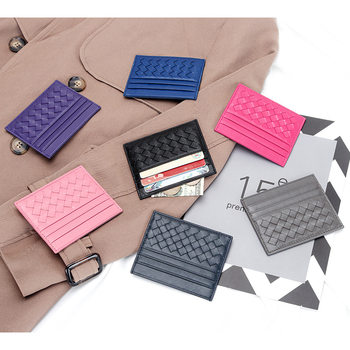 Ultra-thin Mini Sheepskin Women's Credit Card Set Fashion Bus Card Bag Multi-card Men's Woven Card Set ID Bag
