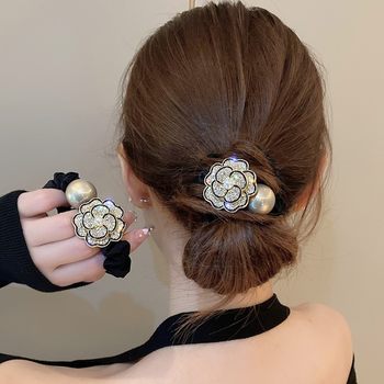 Pearl Flower Hair Accessories for Women in Summer New Versatile Hair Rope Hair Rubber Band Ball Head High-End Hair Rope Hair Tie