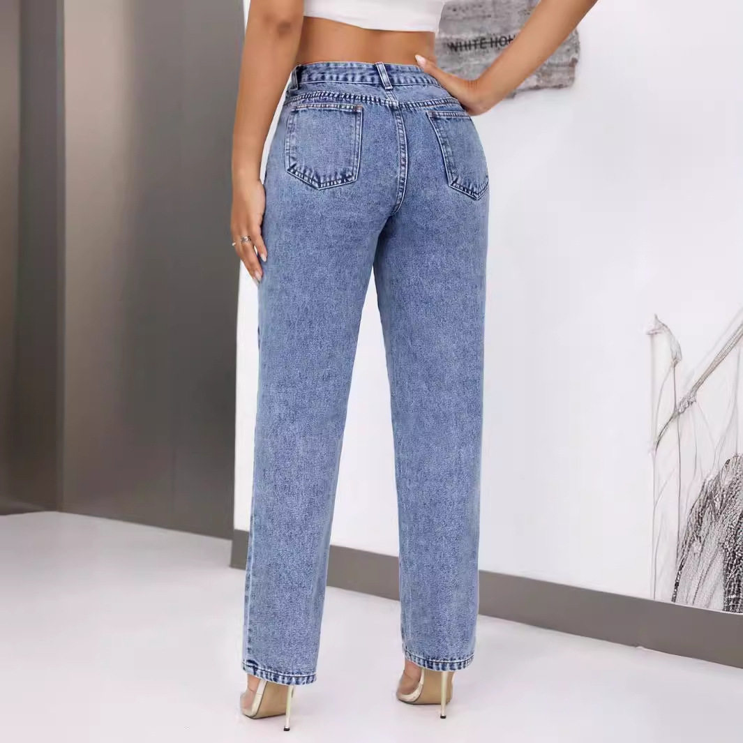 High Waisted Straight Leg Jeans Vintage Style Womens Fashion Comfortable Fit Casual Wear Wholesale Available