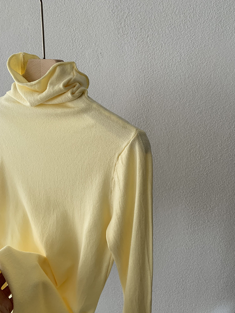 欧玛莱 柔软堆堆领纯色长袖安迪绒修身显瘦针织打底衫上衣女 4793