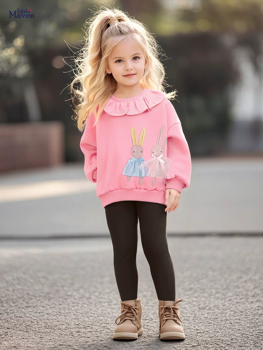 Fall & Winter Fleece-lined Girls' Set, [Style] Kids' Outfit, Cute Kids' 2-piece Set