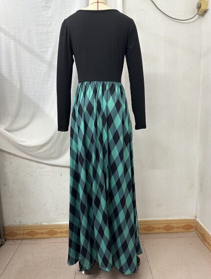 Women's Printed Casual Crew Neck Long-Sleeve Dresses