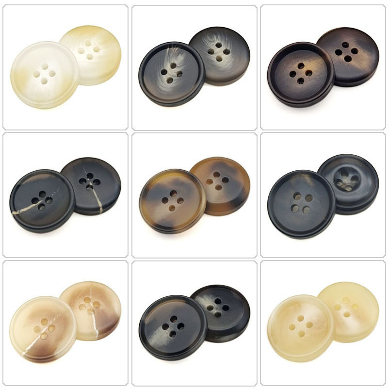 Resin button in stock wholesale resin button high-end suit button matte four-eye pattern buckle coat buckle