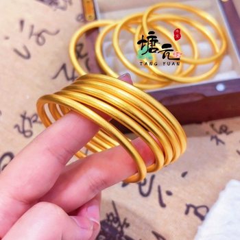 Gold Store's Same Style Traditional Jade Bracelet Versatile Solid Plain Ring Wedding Jewelry Gold Bracelet Tiktok Live Broadcast