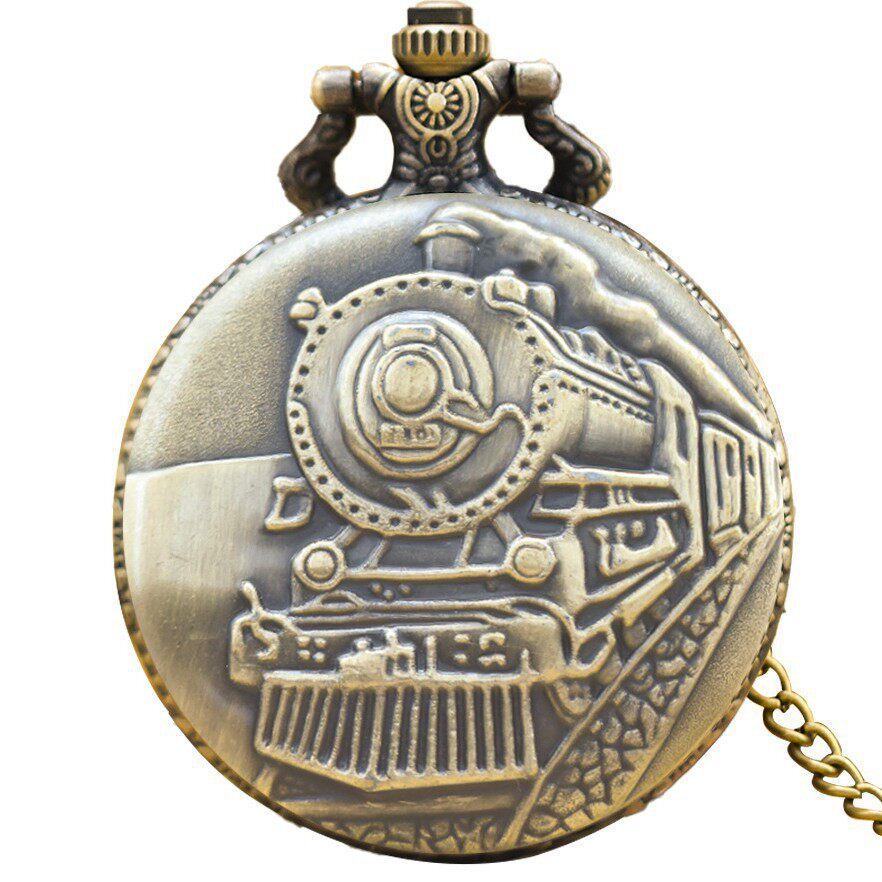 Supply of Retro Locomotive Men's and Women's Personalized Fashion Pocket Watch Wholesale Trendyy Large Watch Nostalgic Large Dial