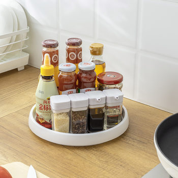 [Original] Kitchen Rotatable Condiment Storage Rack for Seasoning, Oil, Salt, Sauce, and Vinegar, Round Multifunctional Organizer and Storage