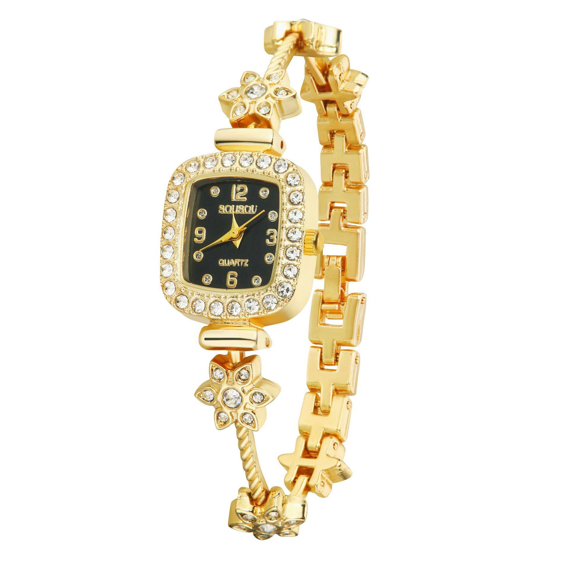 2025 New Popular Diamond-Encrusted Temperament Watch Simple Square Watch Small Dial Digital Bracelet Watch Dropshipping
