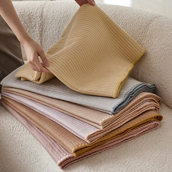 Minimalist Light Luxury A-Class Solid Color Pure Cotton Knitted All-Season Small Throw Blanket Sofa Binge-Watching Blanket Cross-Border Foreign Trade Blanket