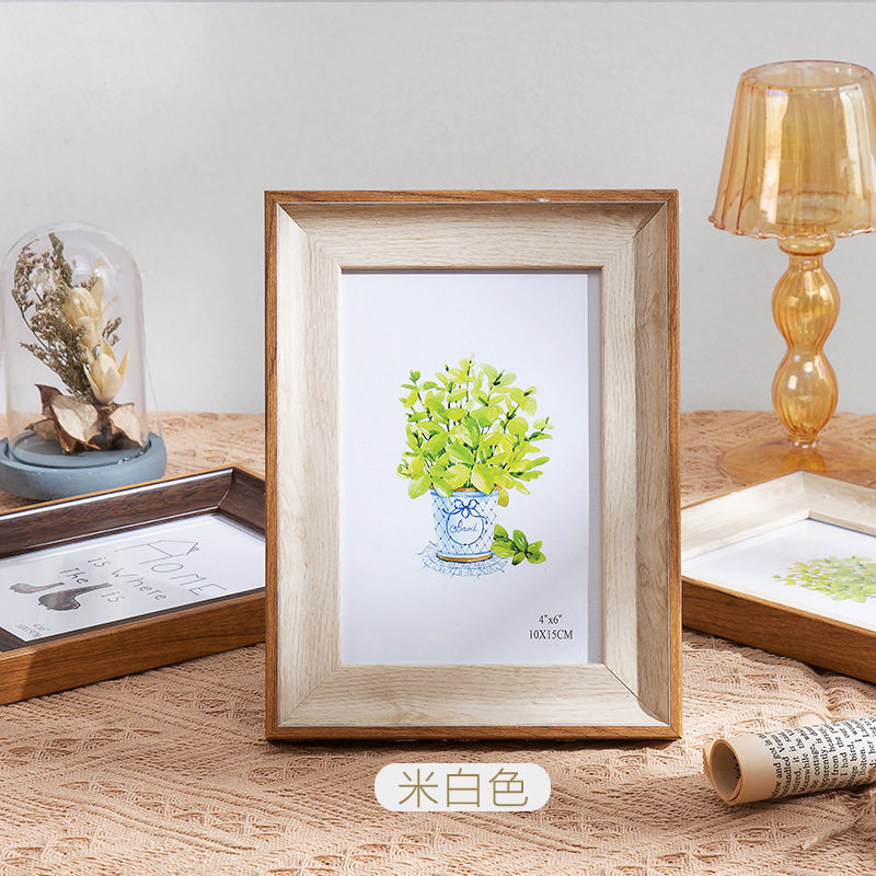 Living Room Decorative Frame Modern Simple Rectangular Fresh Handmade Solid Wood Photo Frame Bedroom ID Frame