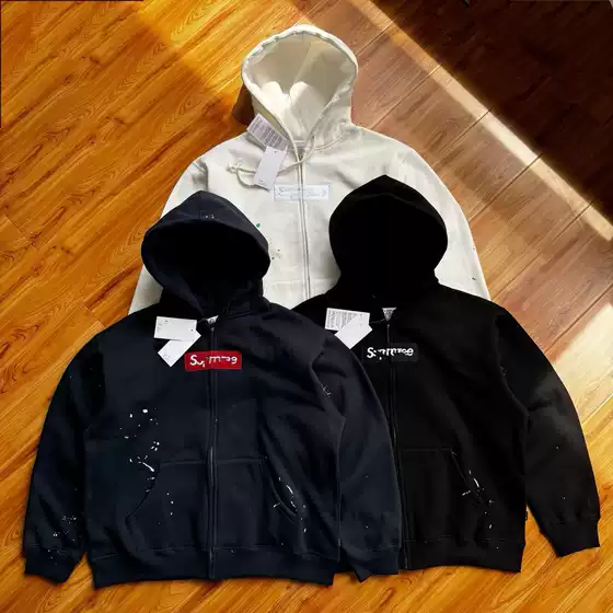 Cross-border supply Sup × MM Maji co-branded unisex spring and autumn splash-ink pattern zip-up hooded sweatshirt trendy