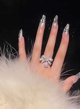 蝴蝶结戒指ins铜轻奢女