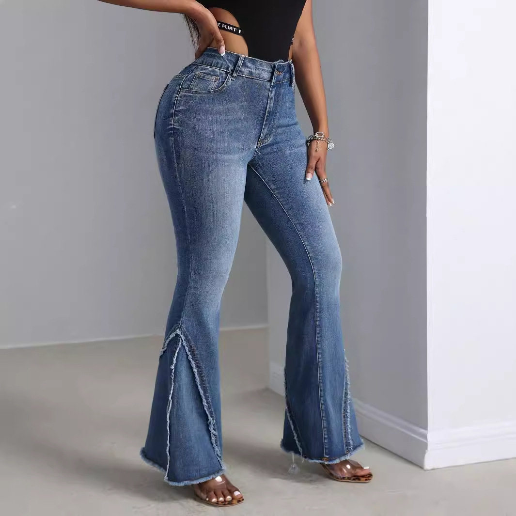 High Waisted Slim Fit Stretch Flare Jeans Versatile Design for Women Perfect for Casual Wear Wholesale Available