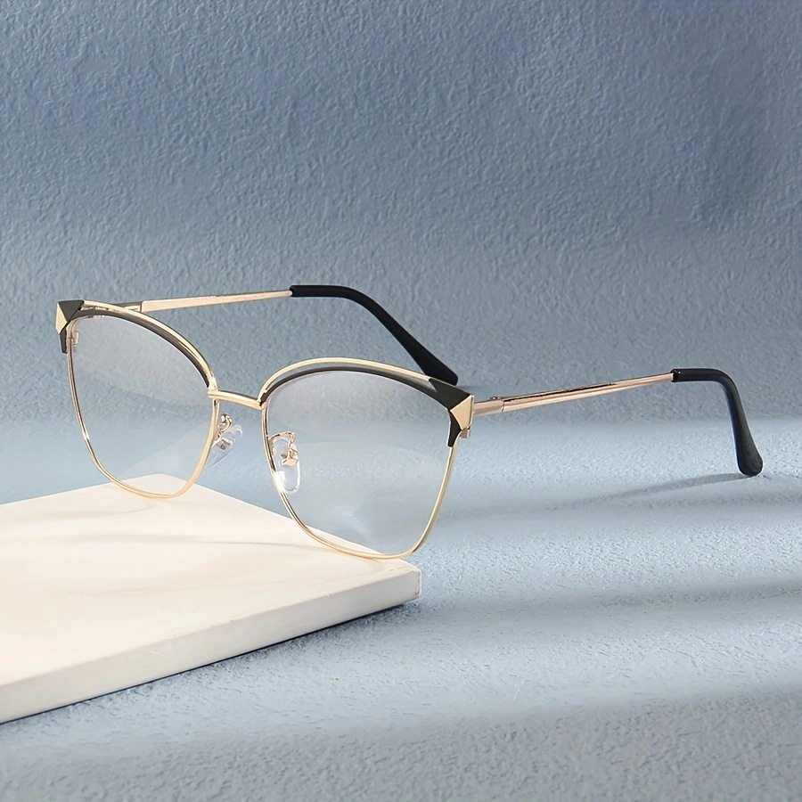 New fashion color-changing anti-blue light flat mirror women's fashion personality metal double beam metal glasses frame cross-border hot-selling