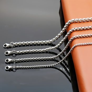 Stainless steel square pearl necklace titanium steel corn chain European and American hip hop jewelry luggage pendant manufacturers wholesale