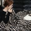 Zebra Pattern Blanket Scandinavian Style Sofa Blanket Office Nap Blanket Lunch Break Blanket High-End Autumn and Winter