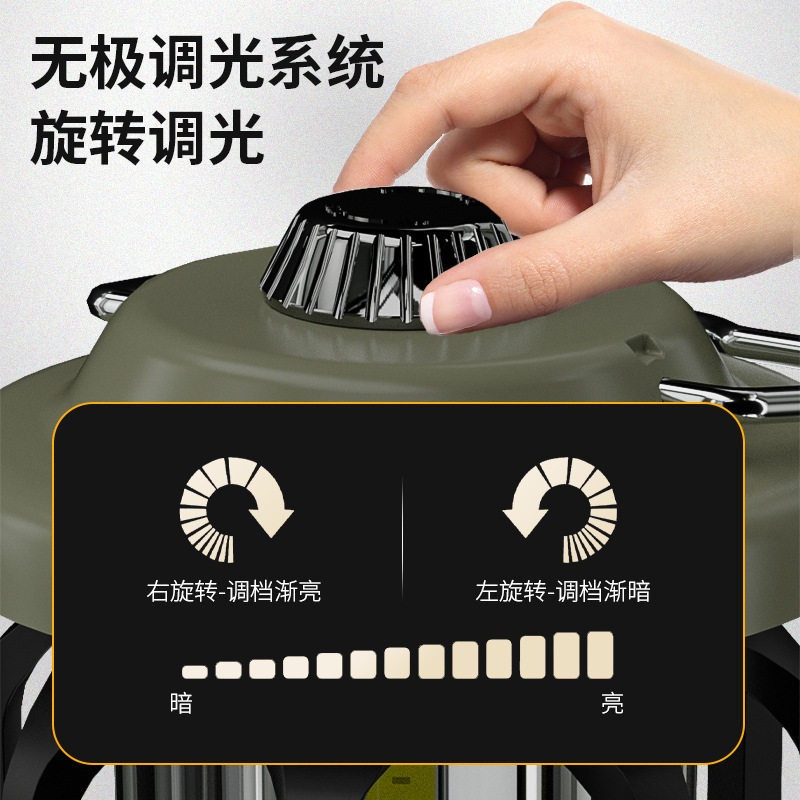 New Multifunctional Outdoor Camping Lamp, Retro Tent Lamp, Led Stepless Dimming Portable Handheld Lamp