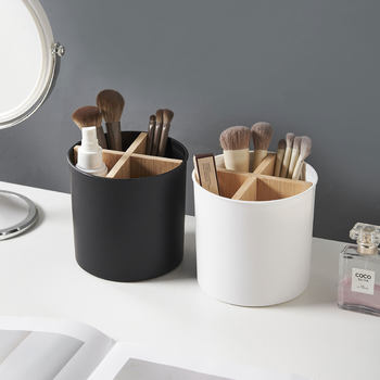 Makeup Brush Storage Bucket Desktop Cosmetics Lipstick Storage Box Four-Compartment Eye Shadow Brush Eyebrow Pencil Storage Bucket Chopstick Holder