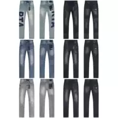 Cross-Border Trendy Brand Rta R+A Washed Vintage Distressed Embroidered Letter Heavy-Duty Skinny Jeans Long Pants for Men and Women