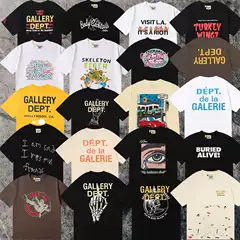 Over Time, There Will Be a Correct Version of Gallery Dept Trendy Tie-Dye Washed High-Quality Printed Short-Sleeve High Street Graffiti T-Shirt Available