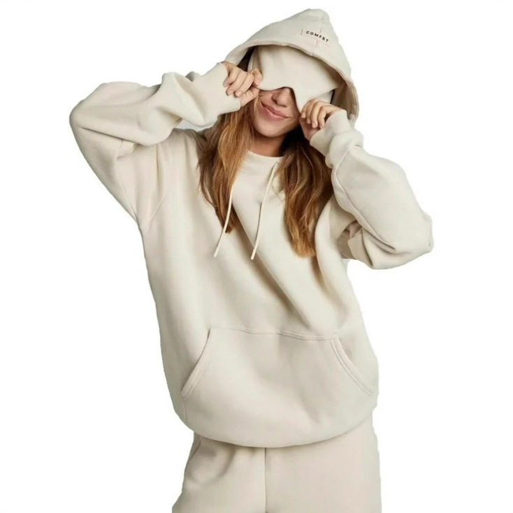 Hooded Sweatshirt Set Solid Color Long Sleeve Comfortable Fabric Fall Winter Style Wholesale Available