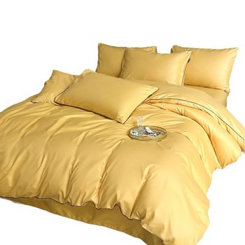 Amazon washed cotton bed sheet quilt cover four-piece set ins style solid color bedding bed cover dormitory three-piece set 4 pieces