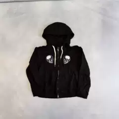 European and American Cross-Border Trendy Zip-Up Hooded Sweatshirt, Unisex Skull Print Color-Block Top