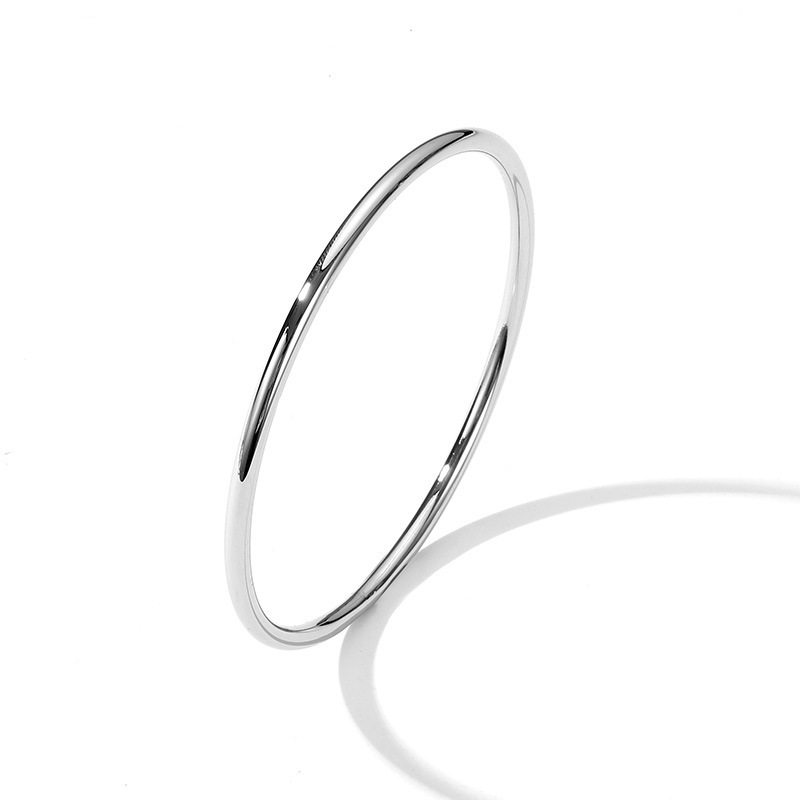 Tiktok Trending European and American Minimalist Gold Titanium Steel 3mm Coil Bracelet Cool Style Women's Thin Round Line Plain Ring Bracelet