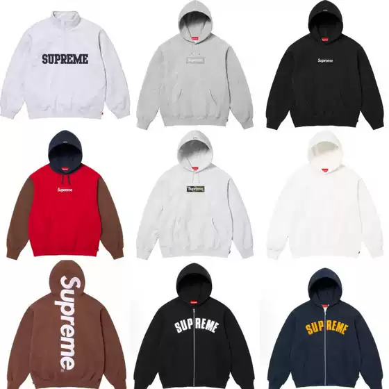 High-End Version Supreme25Ss Trendy Brand Hooded Sweatshirt Large Logo Fleece Hoodie Sweatshirt