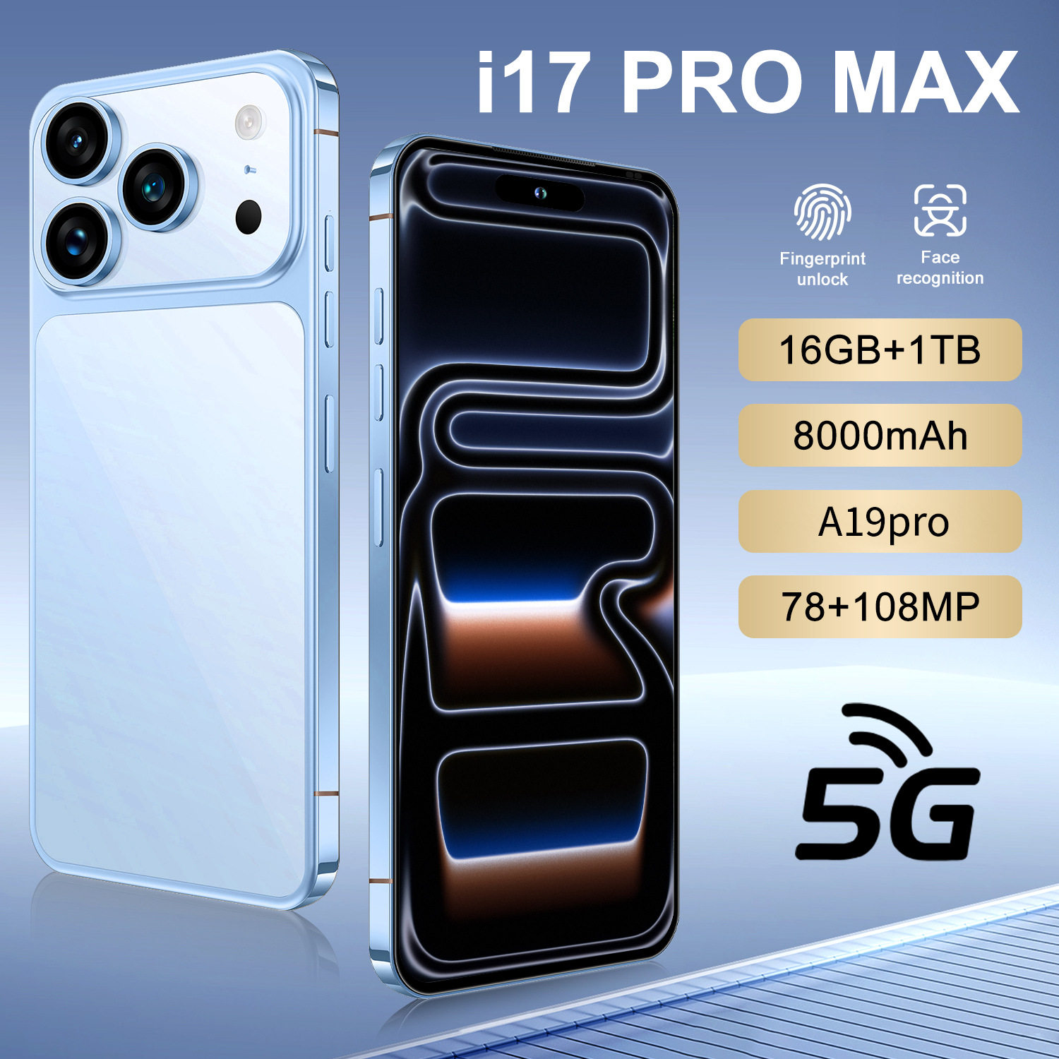 I17Promax跨境新品外贸7.3英寸安卓2+16G智能手机全网通 双卡现货