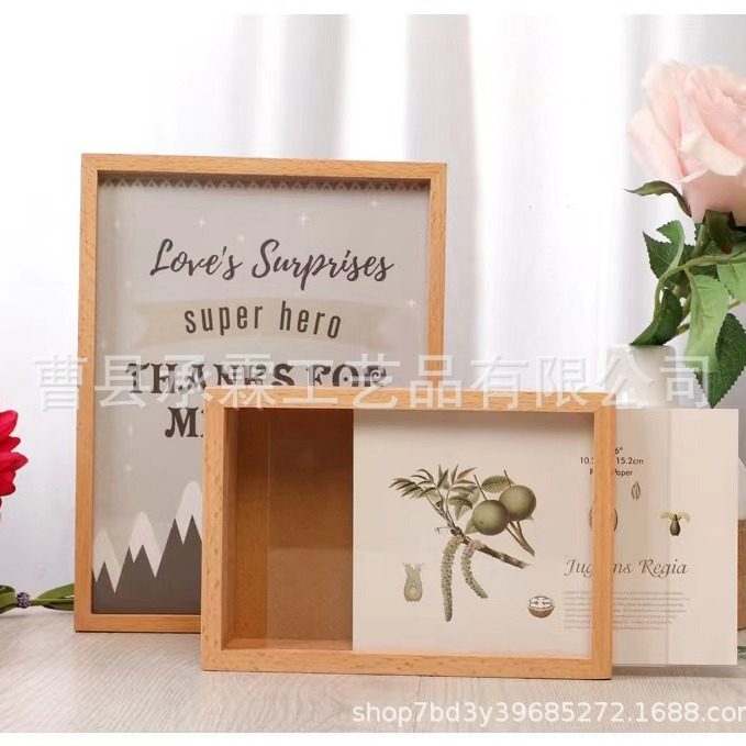 Creative Photo Frame Solid Wood Desktop Ornament Photo Frame Custom Wooden Transparent Acrylic Photo Frame Kidsren's Piggy Bank 5678inch