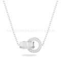 Round double buckle white gold necklace