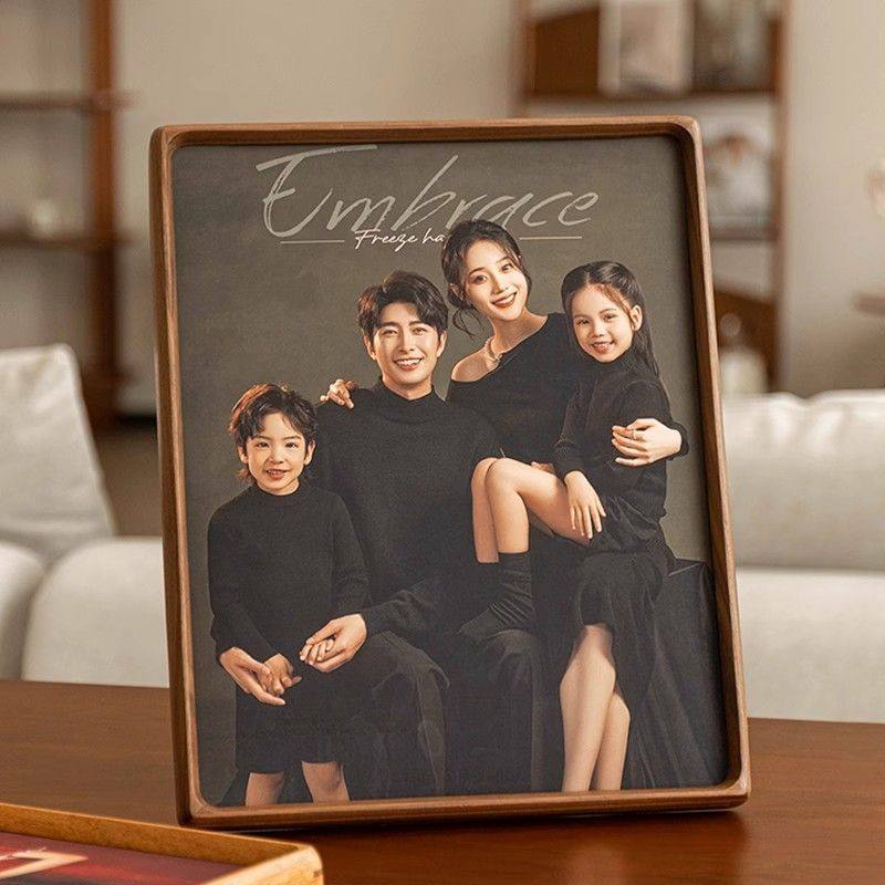 Family Portrait Solid Wood High-End Photo Frame Washed Photo Plus Printing and Mounting Eight Inches 8 Inches 10 Table Hanging Wall A4