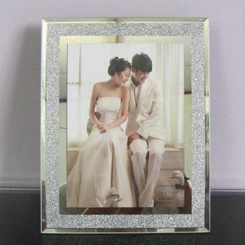 High-end light luxury flash silver powder A4 certificate frame crystal glass photo frame 6-inch Wedding Studio 7-inch home decoration table