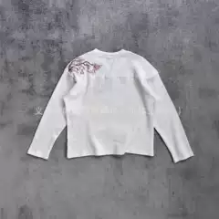 Cross-Border European and American Style Plum Blossom Embroidery Long-Sleeve T-Shirt, Waffle Knit, Autumn and Winter Loose Casual Round-Neck Top
