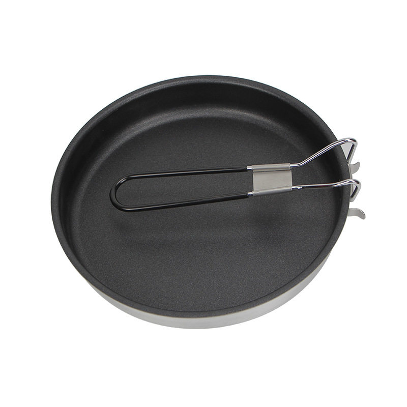 Outdoor Folding Portable Aluminum Alloy Frying Pan Steak Frying Pan Camping Cookware Non-stick Coated Baking Pan Wok