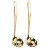 Stainless steel hot pot spoon colander thickened golden long handle soup shell household hot pot cooking kitchenware soup spoon colander wholesale