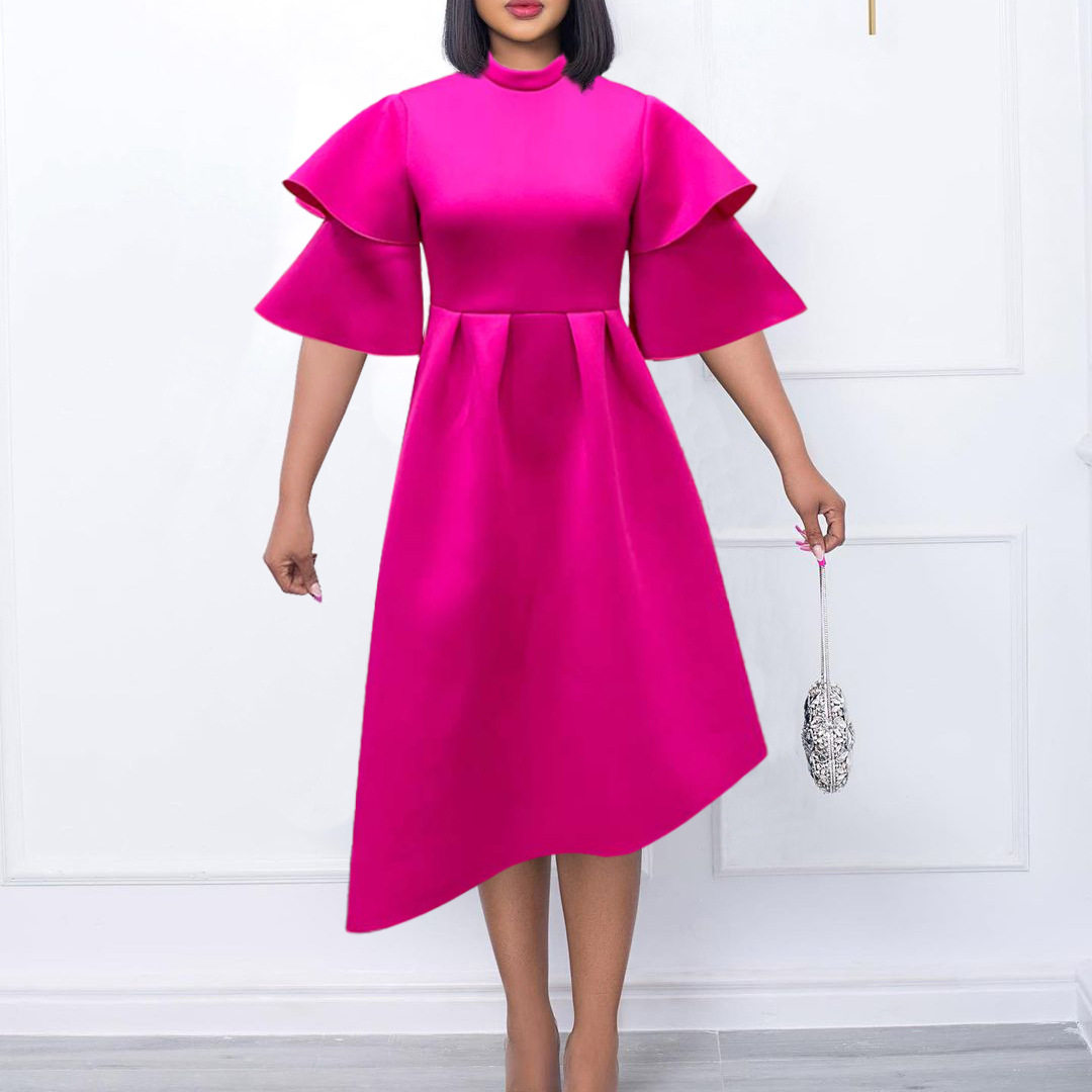 Plus Size Womens A Line Dress Solid Color Double High Neck Elegant Style Perfect for Evening Parties Wholesale