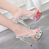 Popular sexy super high heels 15CM stiletto heel platform sandals 34-43 transparent crystal shoes wedding shoes Banquet Dance