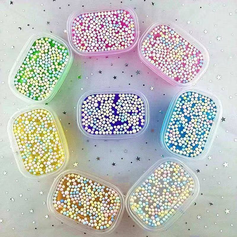 网红水晶泥起泡胶双色透明史莱姆彩泥儿童彩色玩具两元店百货批发