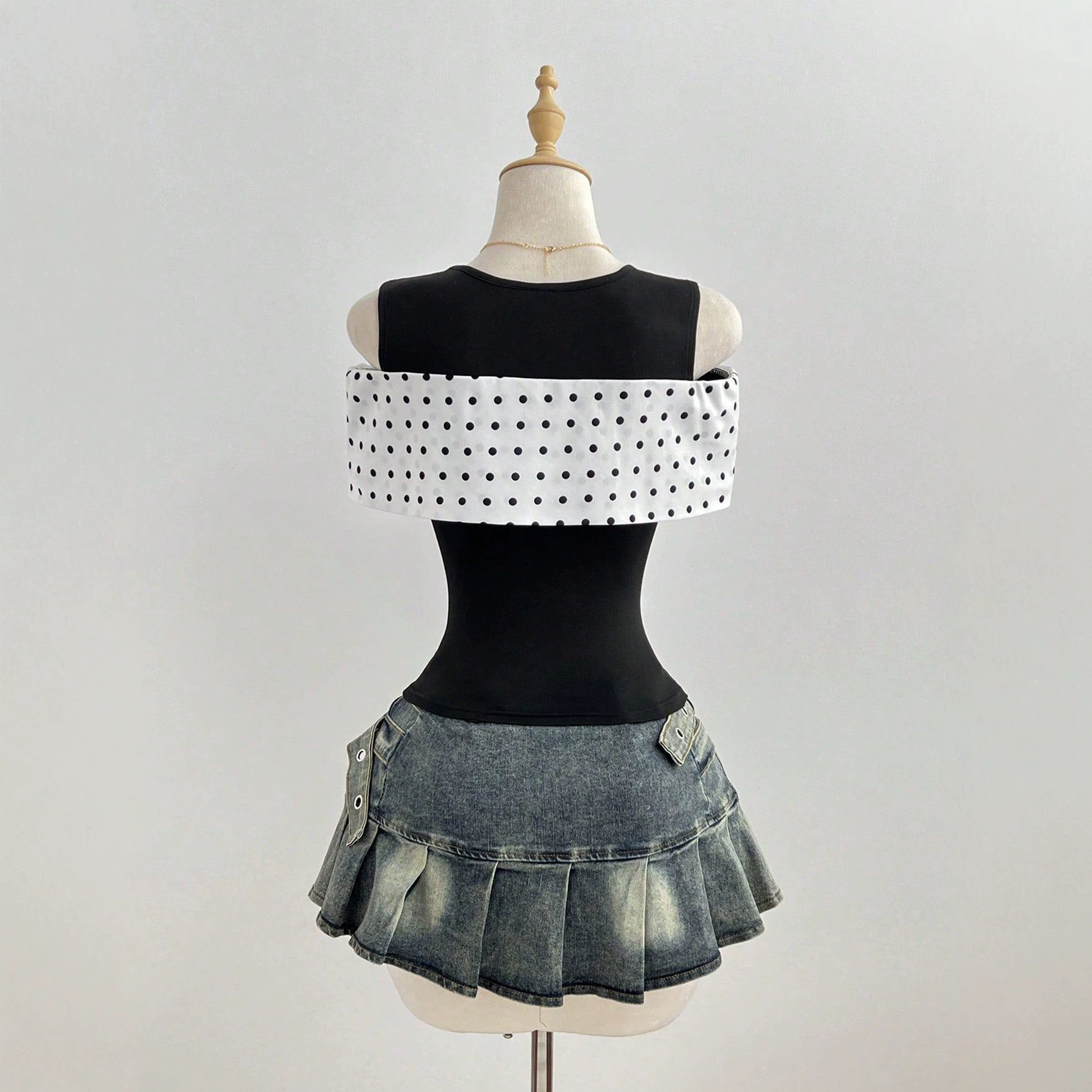 Summer Womens Fitted T Shirt Short Sleeve Bow Tie Detail Polka Dot Print Casual Wear Ready to Ship