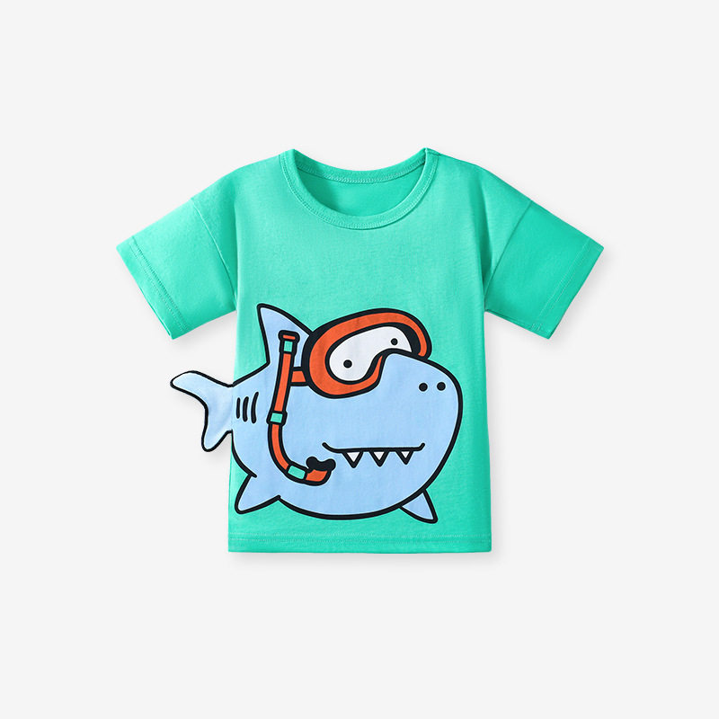New Kids' Summer Cartoon Short-Sleeve T-Shirt, Cute Cotton Tee