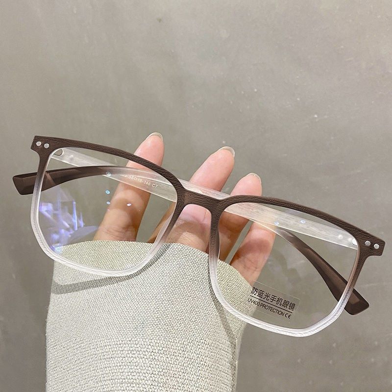 Anti-blue light glasses women's Korean-style gradient texture frame glasses men's finished products can be equipped with myopia glasses retro plain glasses frame