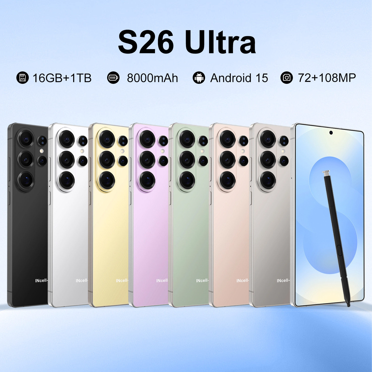 S26 Ultra跨境手机7.3英寸安卓15高清智能手机全球通厂家现货代发