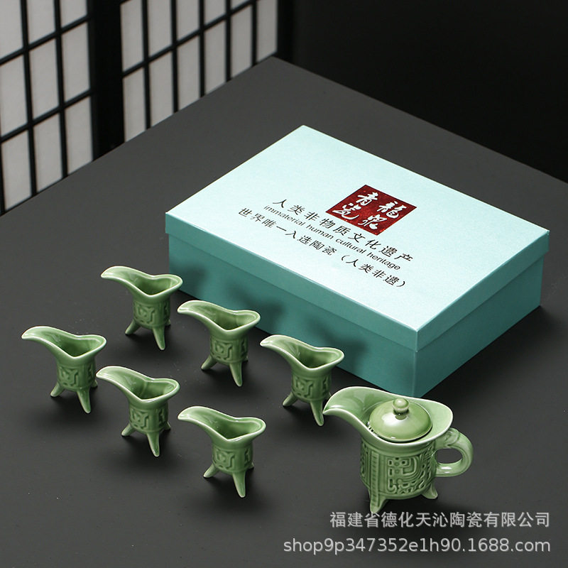 Factory antique wholesale small red wine cup antique colorful fresh national style palace ceramic retro imperial Jue Cup gift