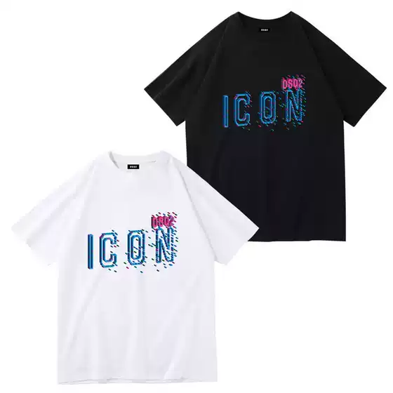 Cross-Border Fashion Brand Printed Short-Sleeved T-Shirt Men's Round Neck Loose Casual Couple Tops
