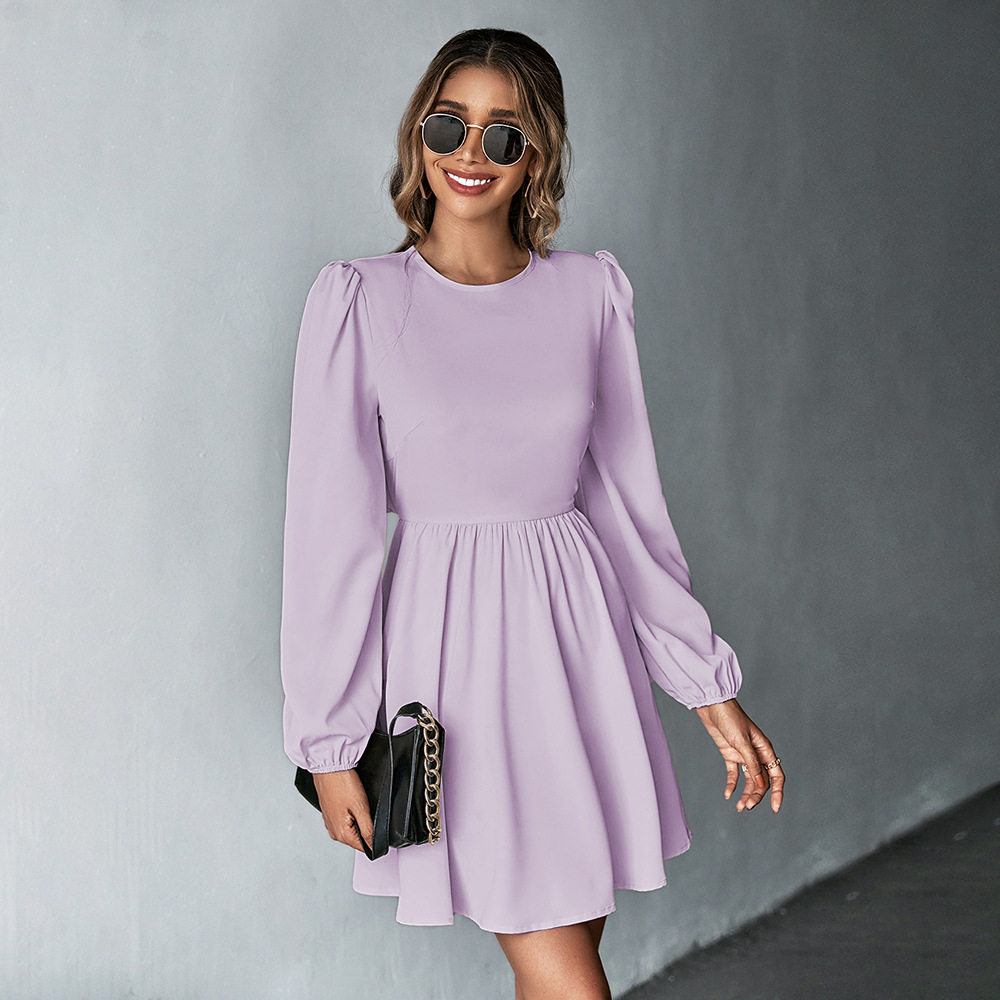 A Line Dress Fresh Sweet Style Waist Defining Long Sleeve Backless Perfect for Parties and Events Wholesale