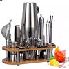 Cross-border bartending tools 23 pieces suit stainless steel bartender bar supplies bartender oval bamboo rack suit