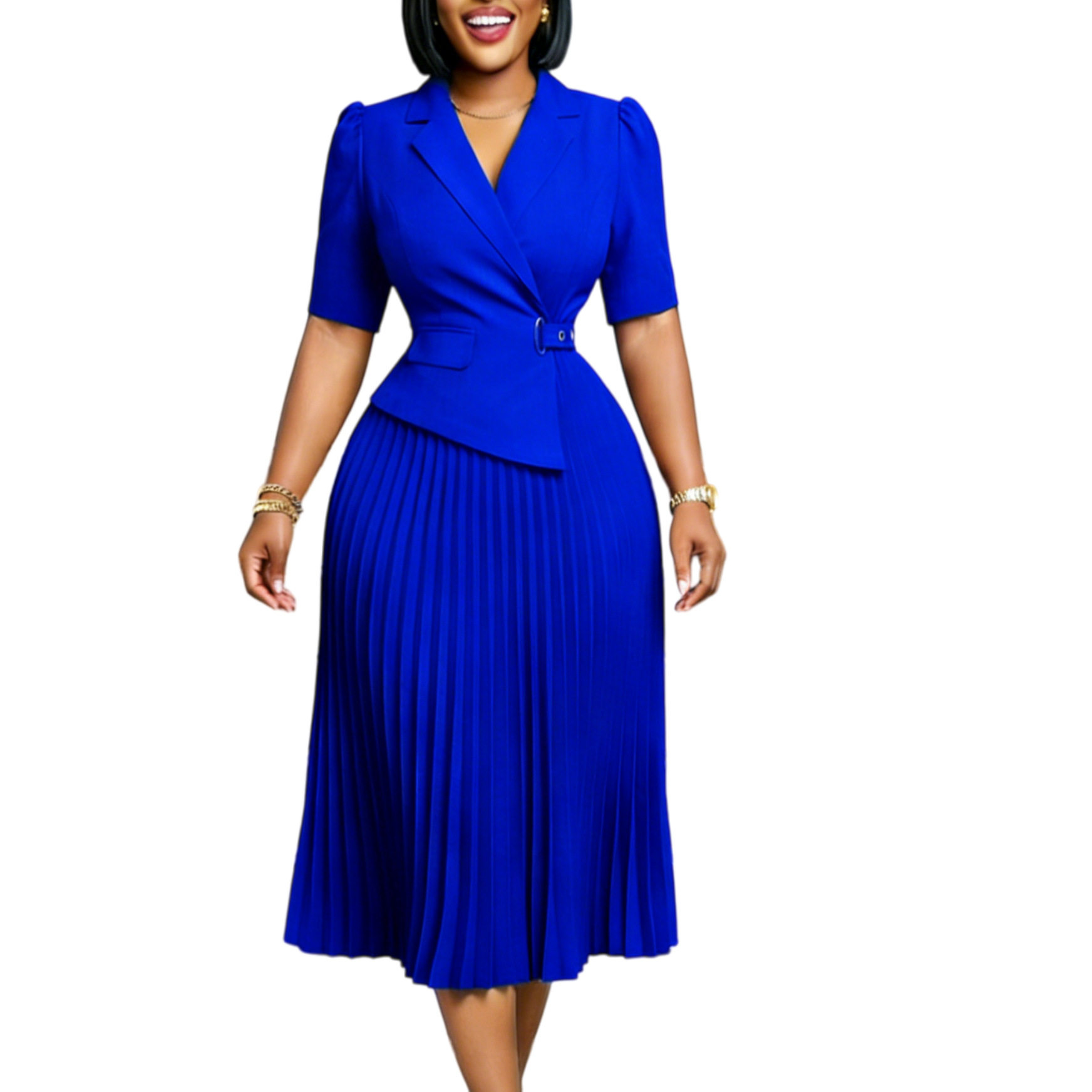 Elegant African Dress Stylish 5 Point Sleeve Suit Collar Summer Fashion Perfect for Parties and Events Wholesale