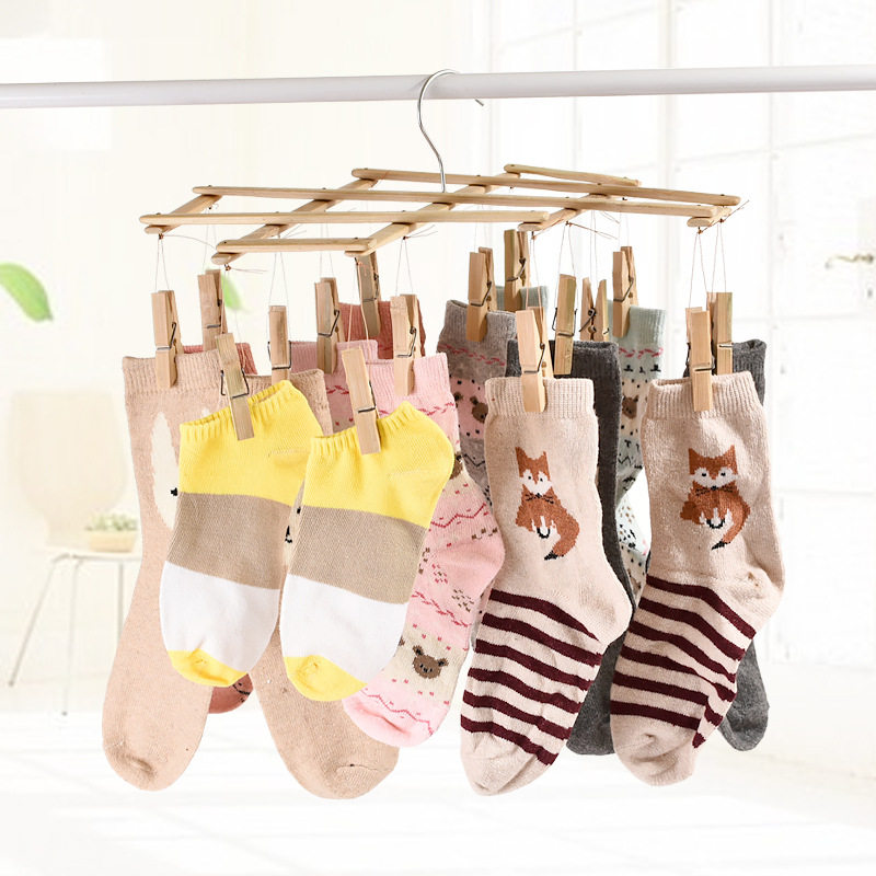 3-Pack Bamboo Retractable Clothes Drying Rack, Multi-Purpose Clothes Hanger, Towel and Socks Multi-Purpose Bamboo Rack Wholesale